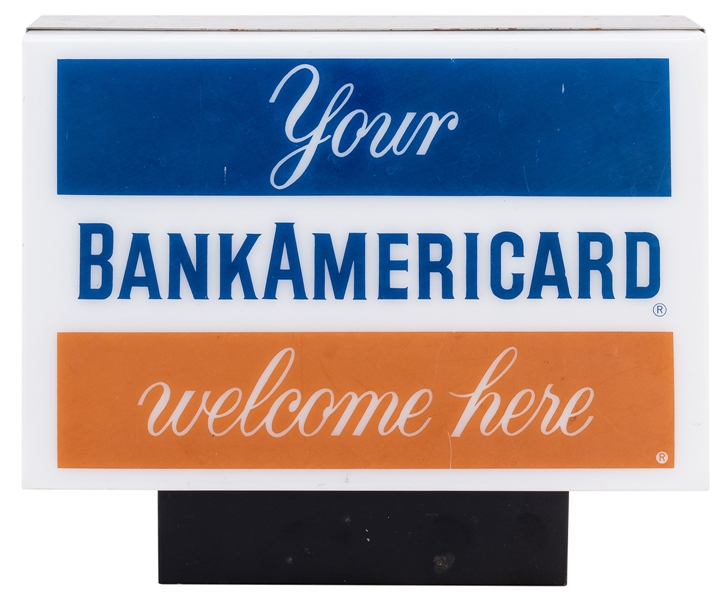  Bank AmeriCard Countertop Lighted Sign. Metal and acrylic c...