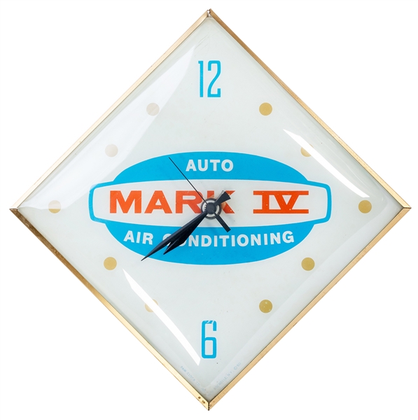  Mark IV Air Conditioning Pam Clock. Diamond-shaped advertis...