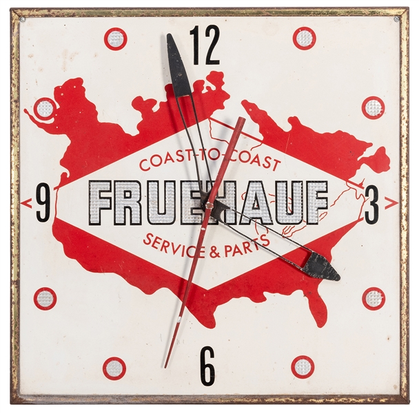  Fruehauf Service & Parts Advertising Clock. 1950s/60s. Dura...