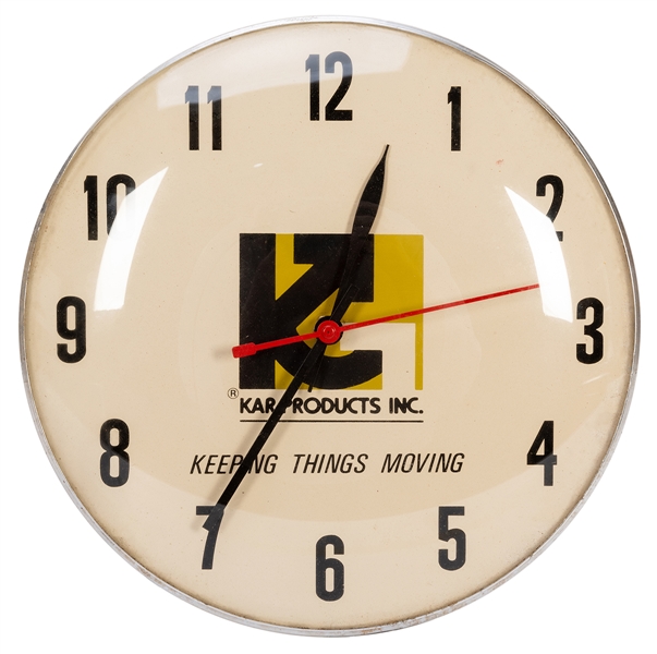  KAR Products Electric Advertising Clock. Metal case with bu...