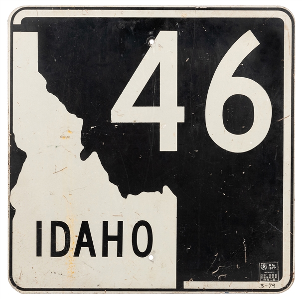  Idaho Highway 46 Road Sign. 1977/79. Black and white metal ...