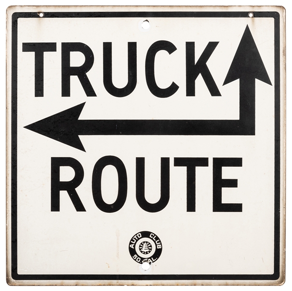 [California] Truck Route Auto Club Road Sign. Bi-directiona...