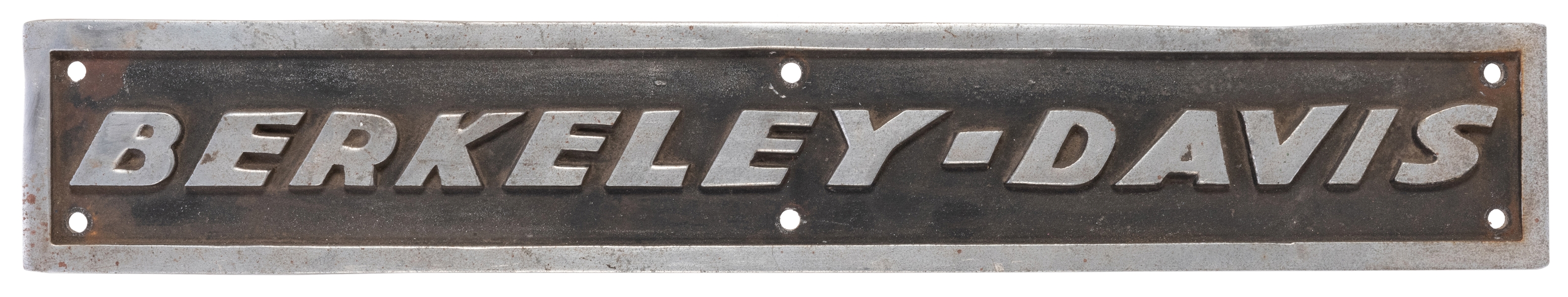  Berkeley-Davis Sign. 20th century. Pressed steel sign for th...