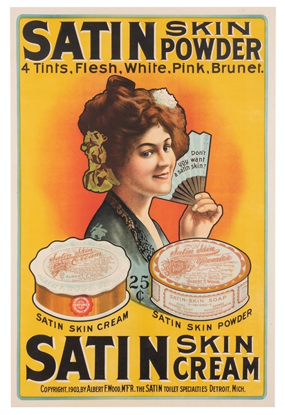  [Poster] Satin Skin Powder / Satin Skin Cream. Circa 1903. ...