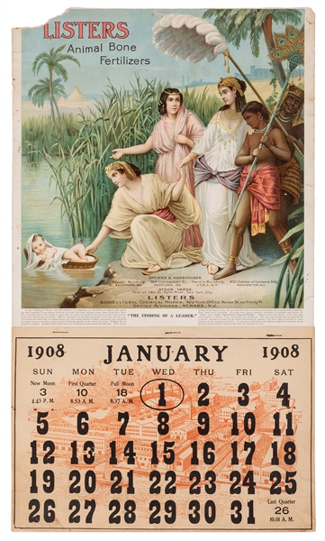  Listers Animal Bone Fertilizers Calendar. 1908. Philadelphi...