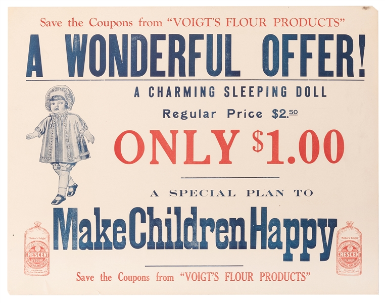  Voigt’s Crescent Flour Sleeping Doll Offer Poster. Two-colo...