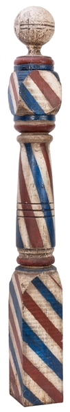  Hand-Painted Wooden Barber Pole. American, 20th century. Re...