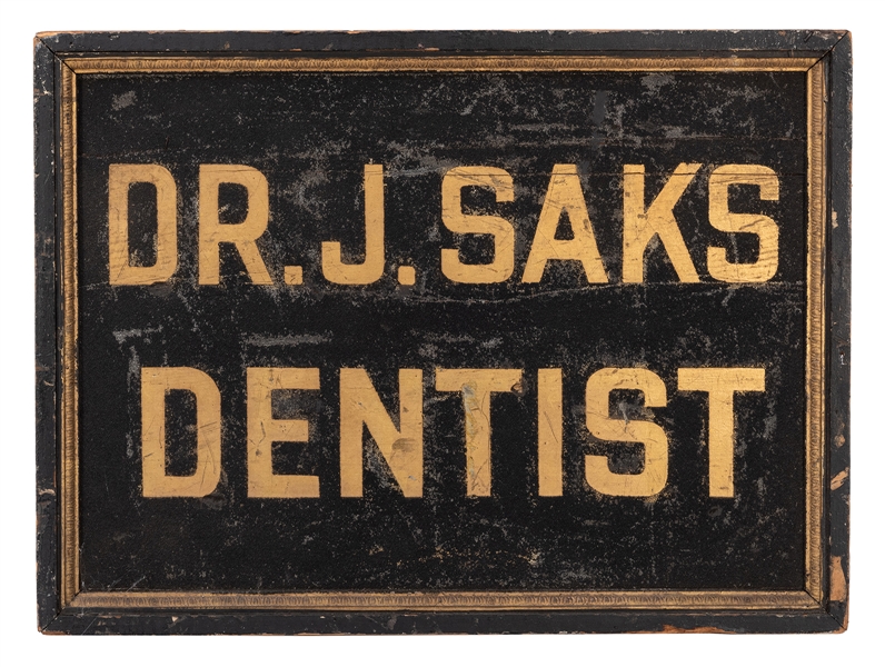  Dentist Wooden Trade Sign. Post 1880. Double sided with gil...