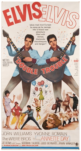  Elvis Presley “Double Trouble” Movie Poster. MGM, 1967. Thr...