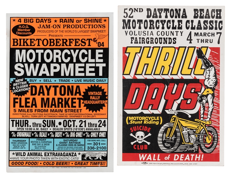  Pair of Motorcycle Posters. Including Thrill Days Motorcycl...