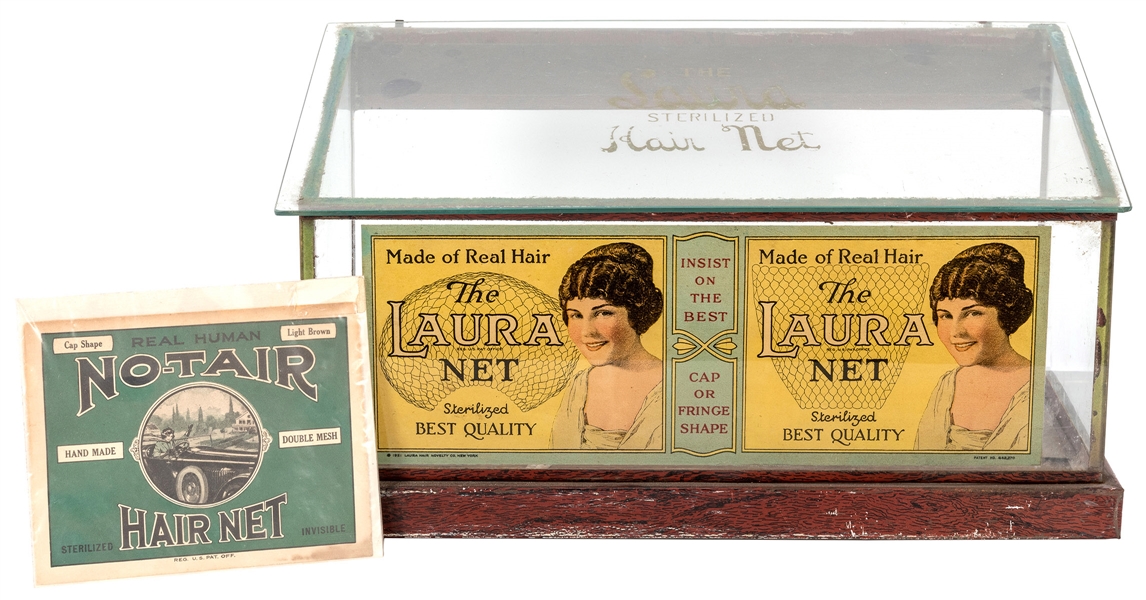  The Laura Sterilized Hair Net Display Case. Circa 1920s. Co...