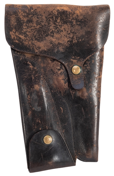 WWII-Era Luger and Clip Holster. Leather casing with brass ...