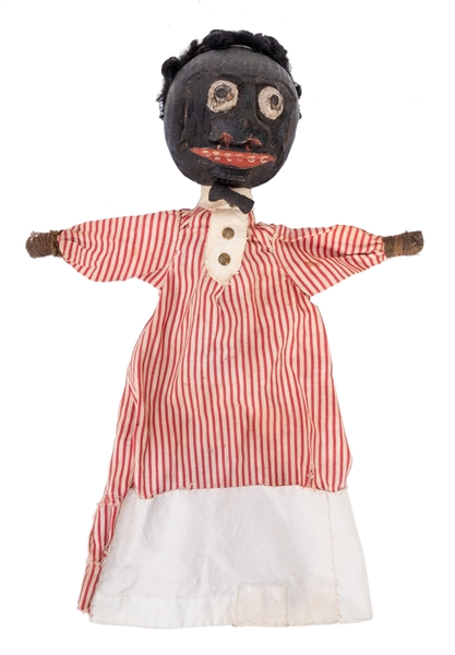  Folk Art Carved Black Americana Puppet. American, early 20t...