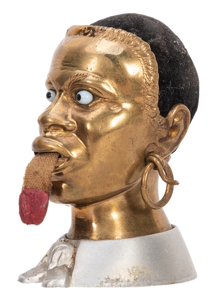  Black Americana Bust Pincushion with Tongue Ruler. Tin and ...