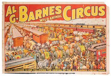  Al. G. Barnes Wild Animal Circus. Erie Litho, ca. 1930s. On...