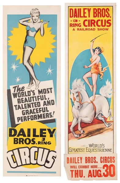  Dailey Bros. Circus. Pair of Posters. 1940s. Two streamer p...