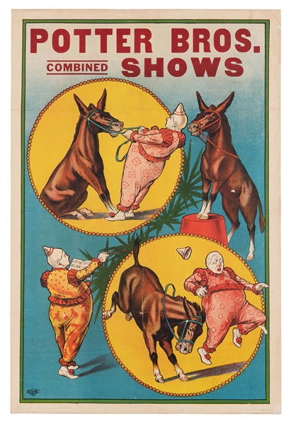  Erie Litho Circus Stock Poster. Potter Bros. Shows. Erie Li...