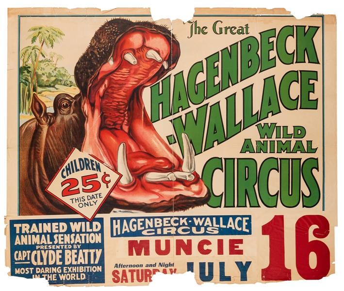  Hagenbeck-Wallace Wild Animal Circus. Circa 1930s. Offset l...