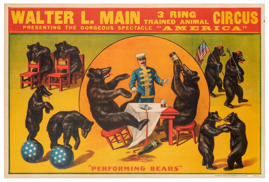  Walter L. Main Circus. Performing Bears. Milwaukee: Riversi...