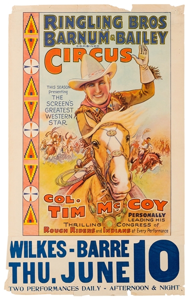  Ringling Bros. and Barnum & Bailey. Col. Tim McCoy. [Erie L...