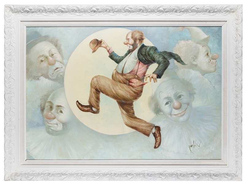 Austin, Ron. Clowns Painting. Undated oil painting on canva...