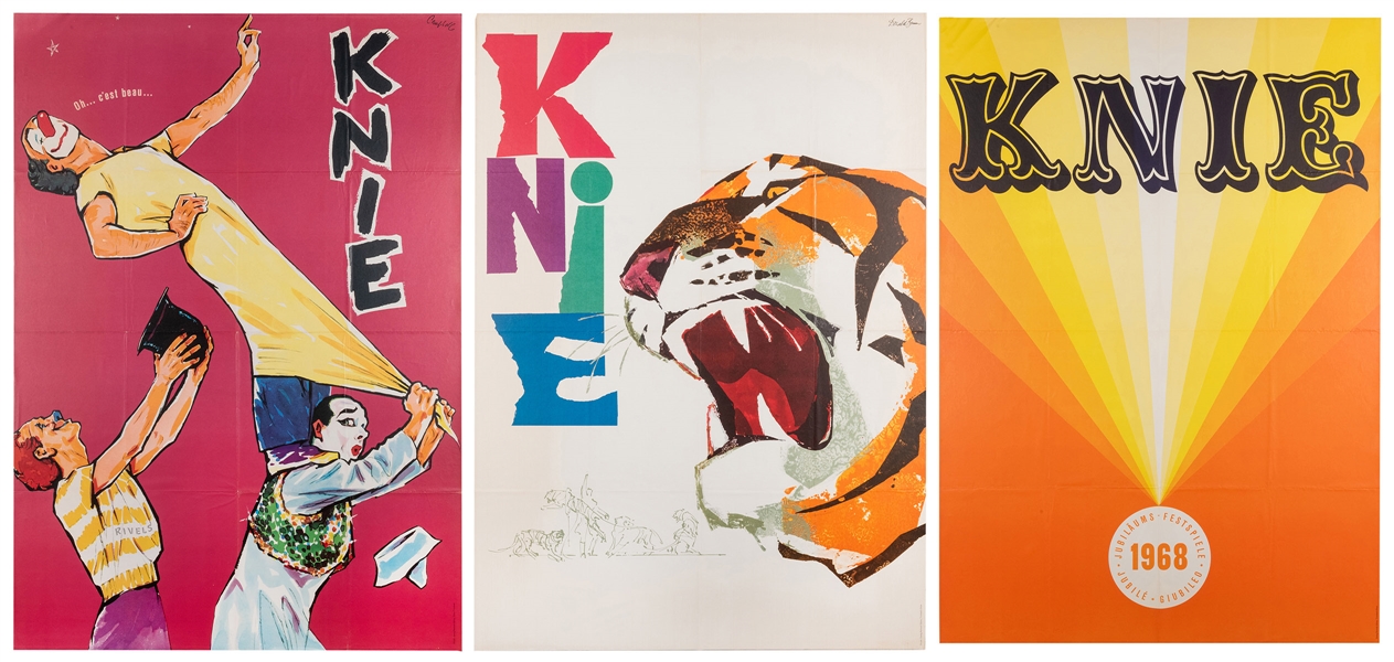  Trio of Knie Posters. [Switzerland]: Georg Rentsch, ca. 196...