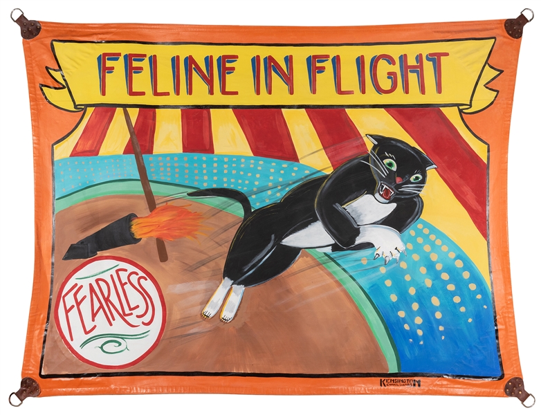  Feline in Flight Sideshow Banner. Kensington Canvas & Tarp,...