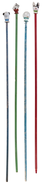  Three Souvenir Carnival Canes. Vintage carnival prize canes...