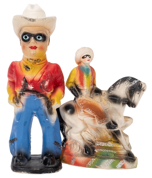  Two Lone Ranger Carnival Chalkware Figures. One with his ha...
