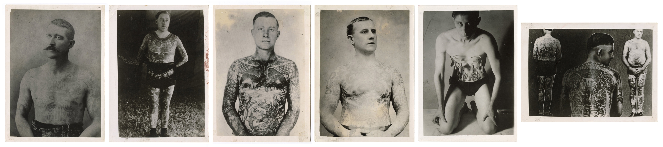  [Tattoo] Six Tattoo Photographs. [Bernard Kobel], ca. 1940s...