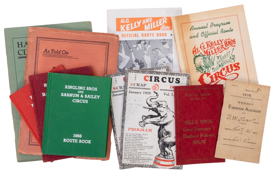  Group of Vintage Circus Route Books and Other Titles. Inclu...
