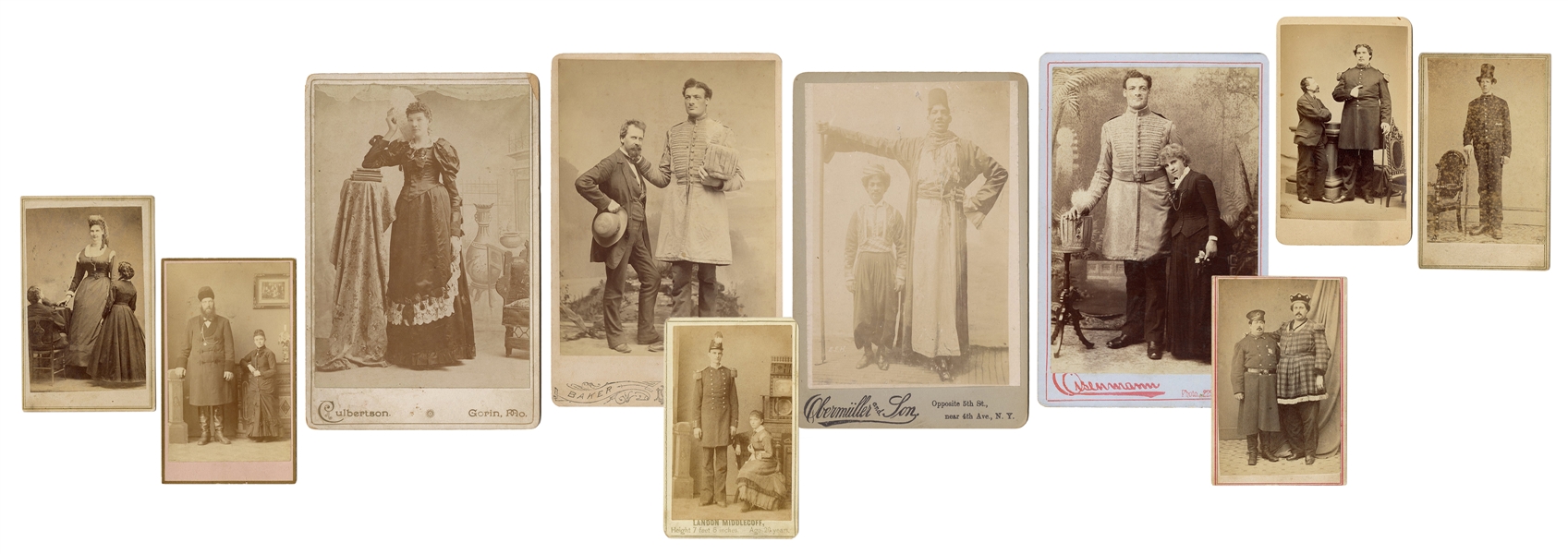  Ten Cabinet Cards and CDVs of Sideshow Giants. Circa 1880s/...