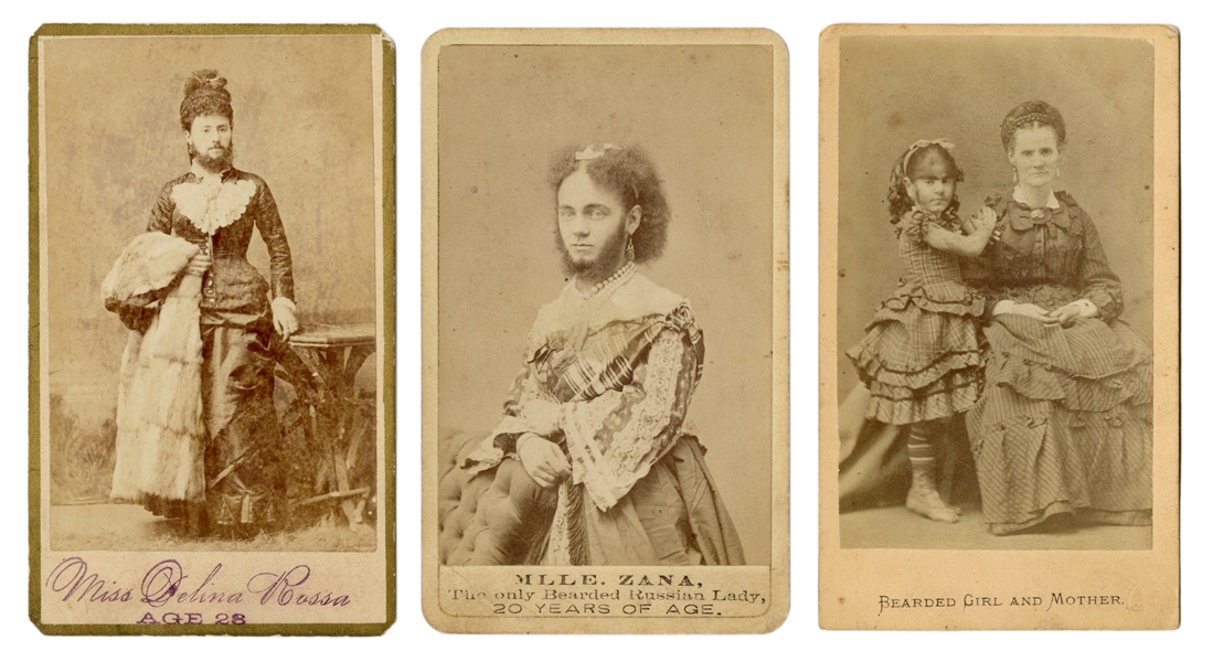  Three Bearded Lady CDV Photographs. Circa 1880s. Carte de v...