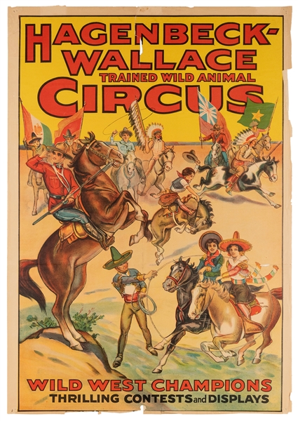  Hagenbeck-Wallace Circus. Wild West Champions. [Erie Litho,...