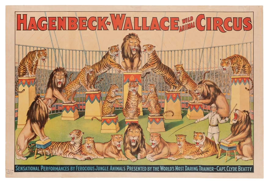  Hagenbeck-Wallace Circus. Capt. Clyde Beatty. Erie Litho, c...