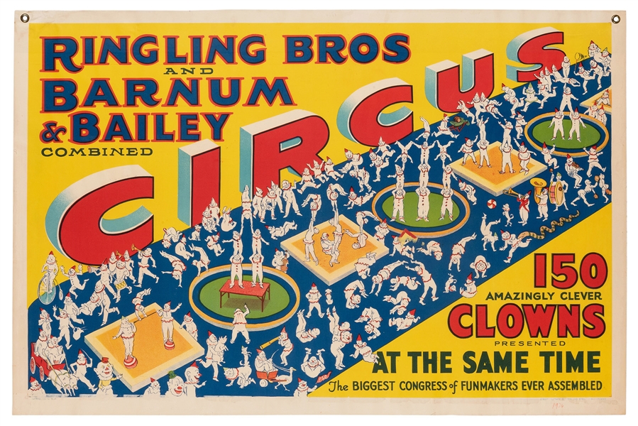  Ringling Brothers and Barnum & Bailey. 150 Clowns. Erie Lit...