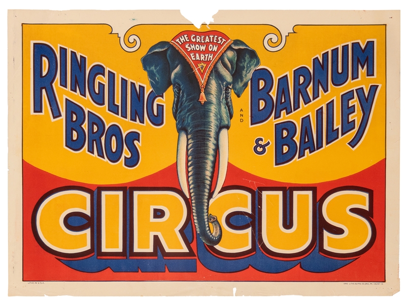  Ringling Bros. and Barnum & Bailey. Erie Litho, ca. 1940s. ...