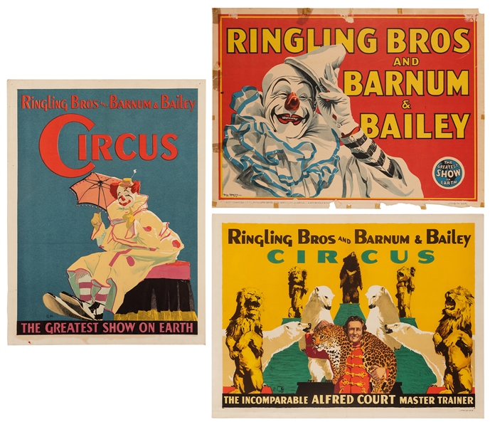  Ringling Bros. and Barnum & Bailey. Trio of Posters. USA, c...