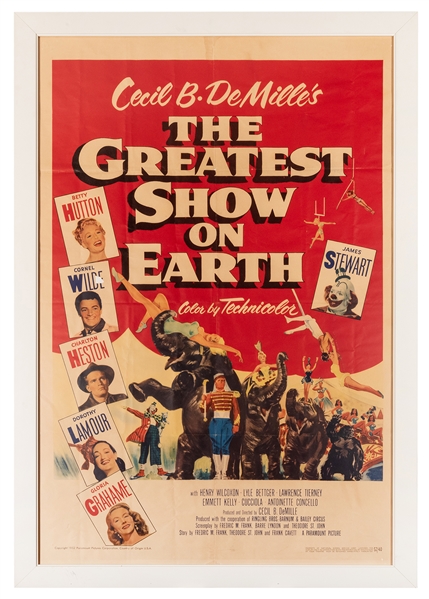  The Greatest Show on Earth. Paramount, 1952. One sheet (41 ...
