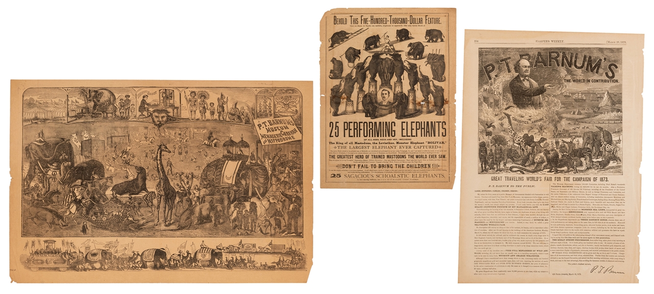  Three 19th Century Circus Engravings. Including “25 Perform...