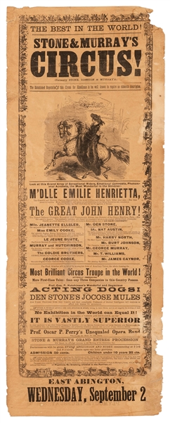  Stone & Murray’s Circus. N.p., ca. 1868. Letterpress herald...