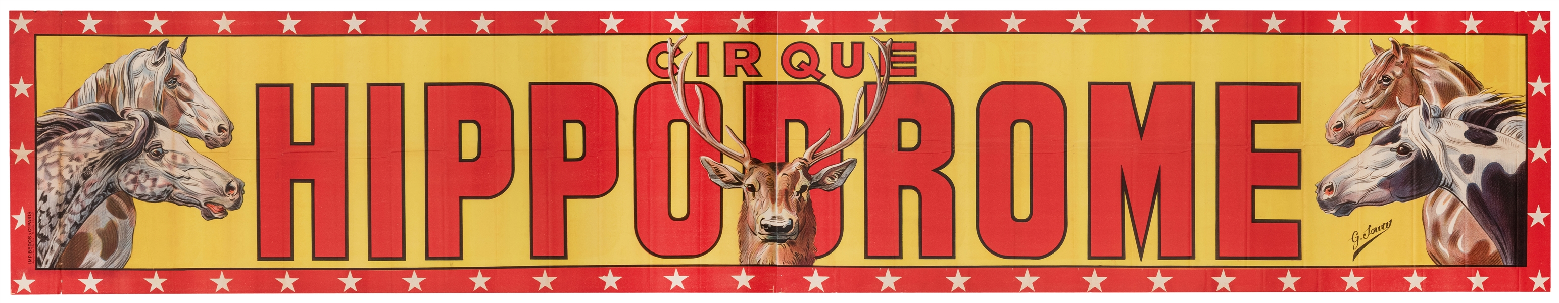  Cirque Hippodrome. Paris: Bedos & Cie., ca. 1950s. Lithogra...