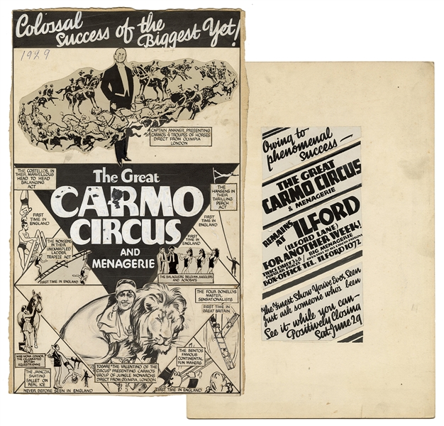  Carmo (Harry Cameron). Carmo Circus Original Advertising Ar...