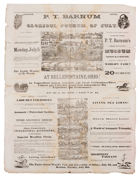  P.T. Barnum Advertisements in 1875 / 1880 Newspapers. Inclu...