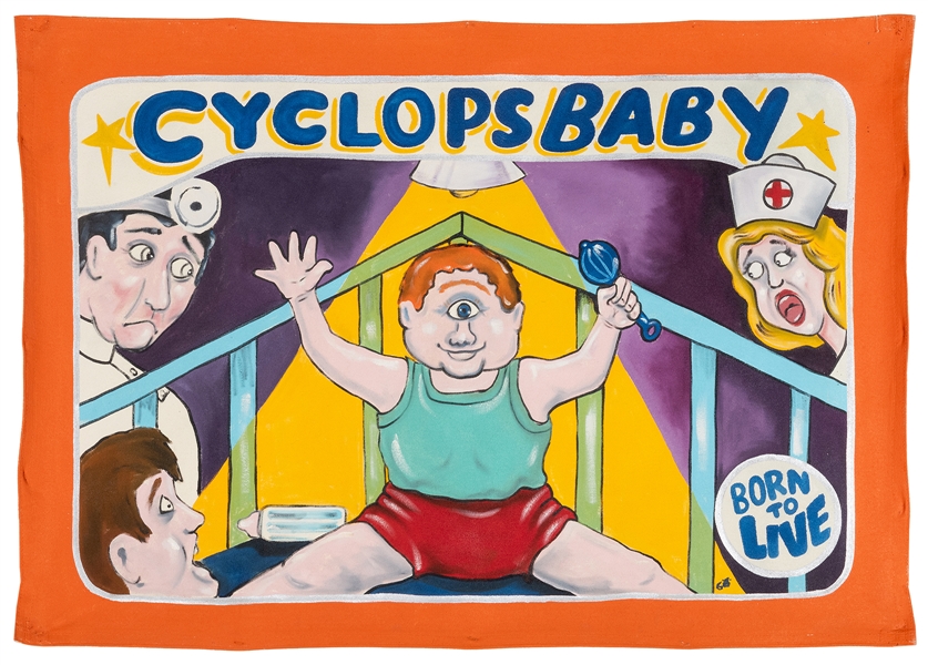  Cyclops Baby Sideshow Banner. 2000. Painted canvas banner, ...