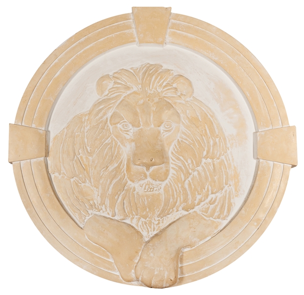  Massive Life-Size Lion Plaster Wall Sculpture. Large and he...