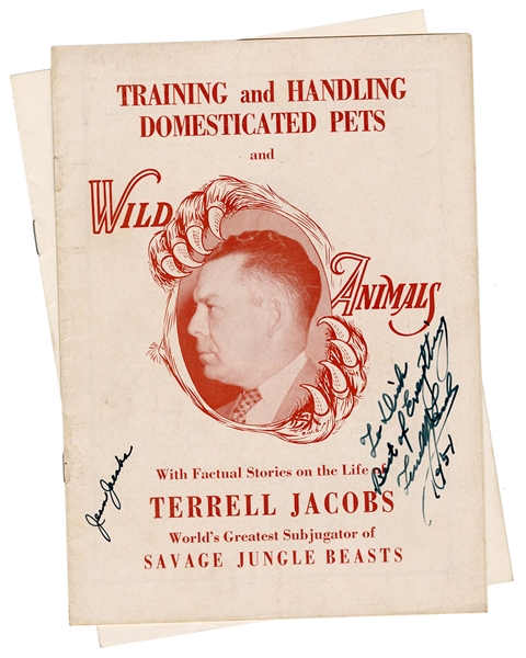  [Jacobs, Terrell] Wild Animals Booklet Signed by Terrell an...