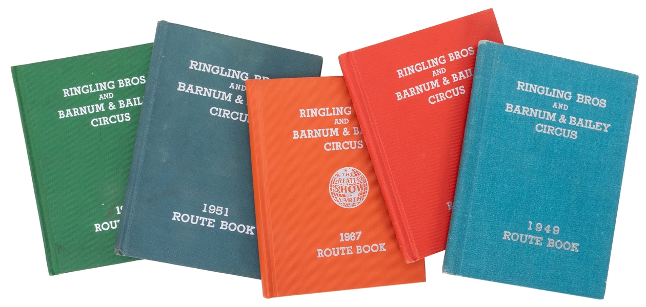  Ringling Brothers and Barnum & Bailey Route Books. Seven ro...