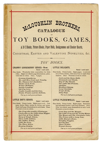  [Games] McLoughlin Brothers Catalogue of Toy Books, Games, ...