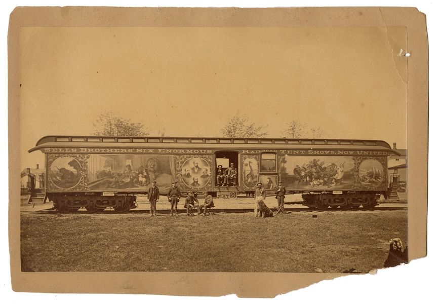  Ten Photographs of Circus Trains and Carnival Midways. Late...